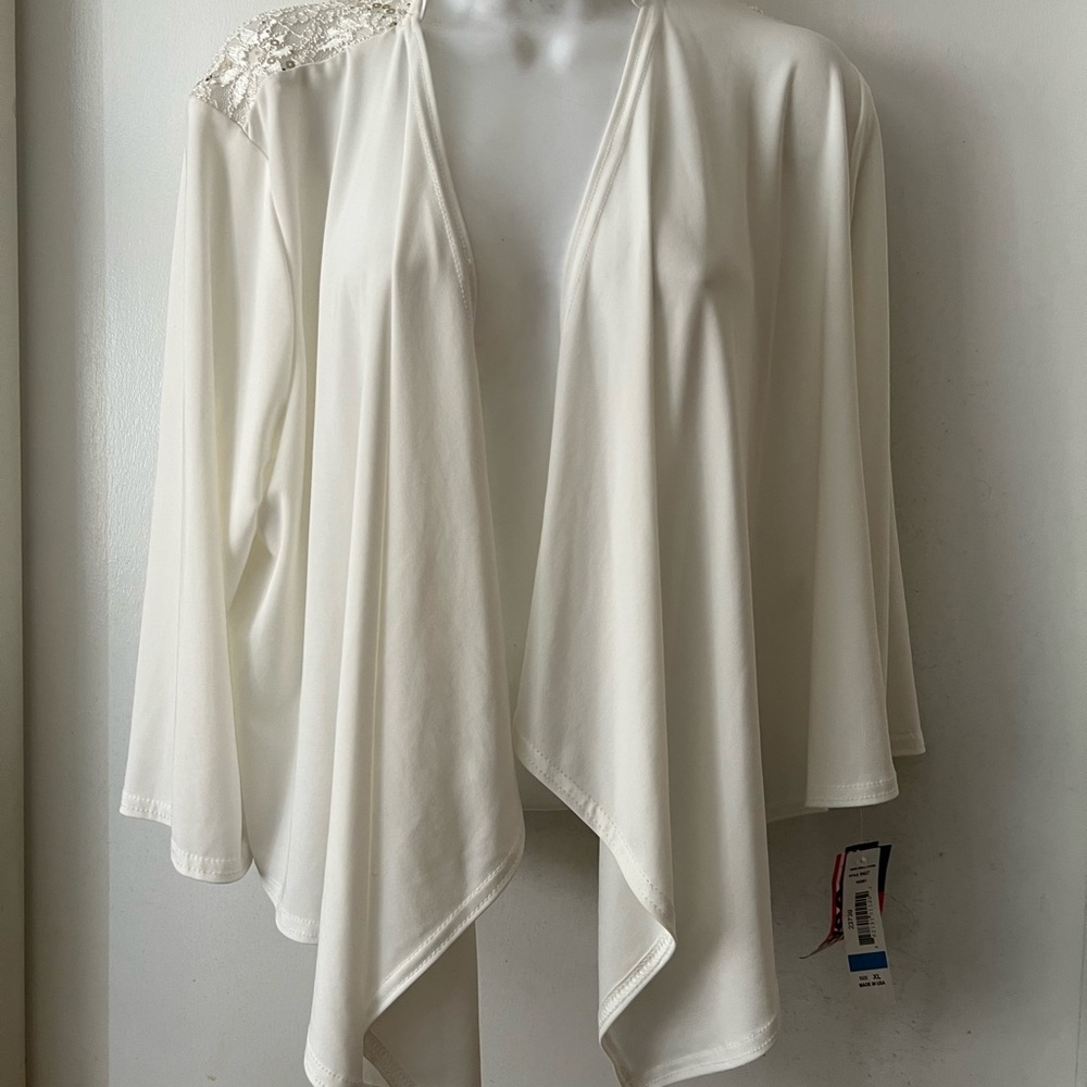 R & M Richards Cream Open Front Cardigan XL
